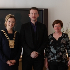 Mayor of South Dublin County Council Cllr. Sarah Holland congratulates Arts Bursary Award Winners