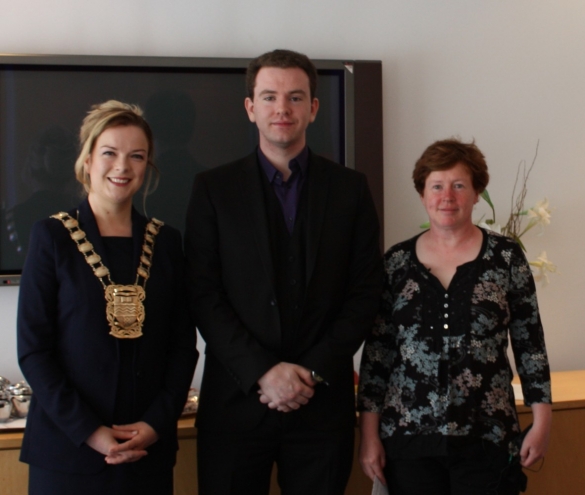Mayor of South Dublin County Council Cllr. Sarah Holland congratulates Arts Bursary Award Winners